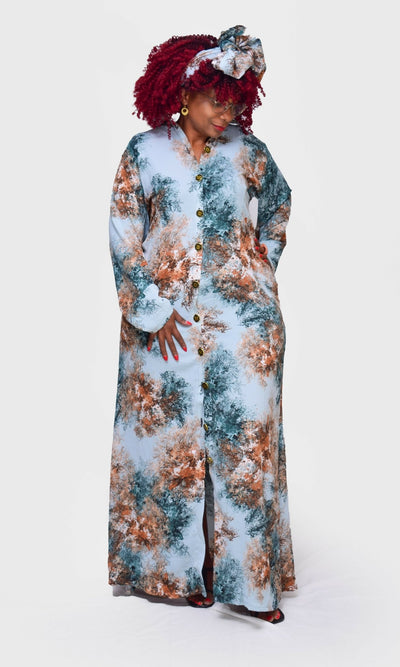 Thick & Fab Shirt Dress - Blue - Shopzetu