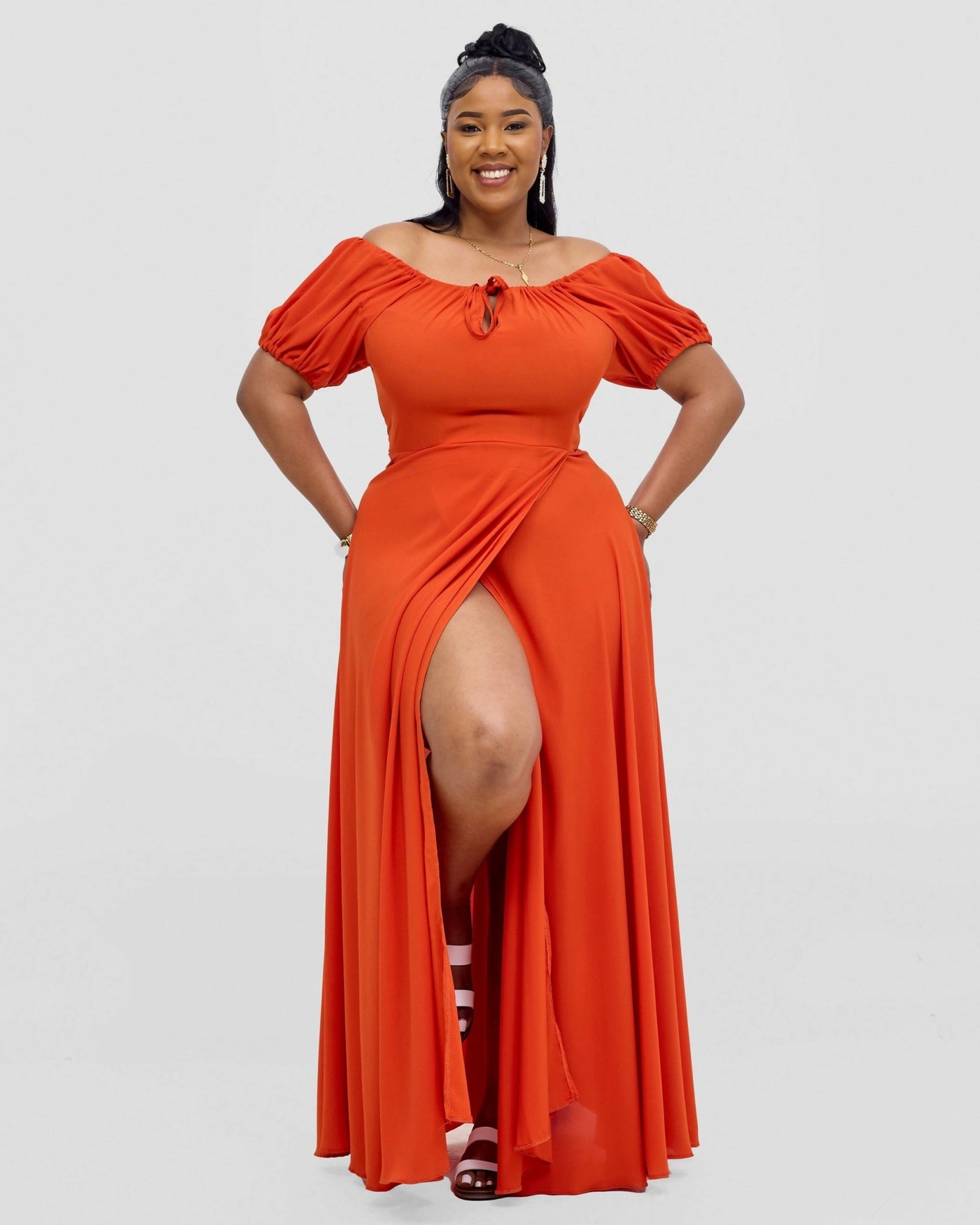Kakiba Collections Maria Dress - Orange - Shopzetu