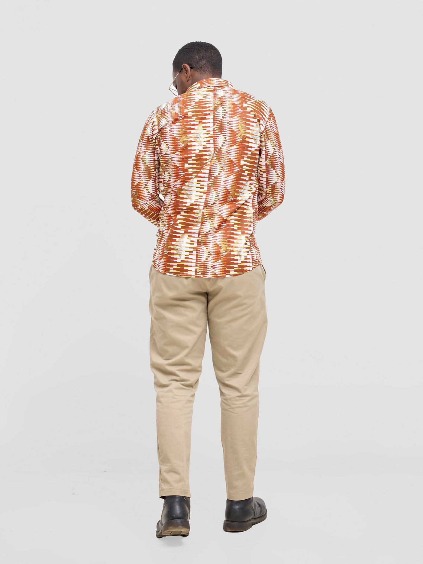 Mendilines Warm African Shirt - Brown / Orange Print - Shopzetu
