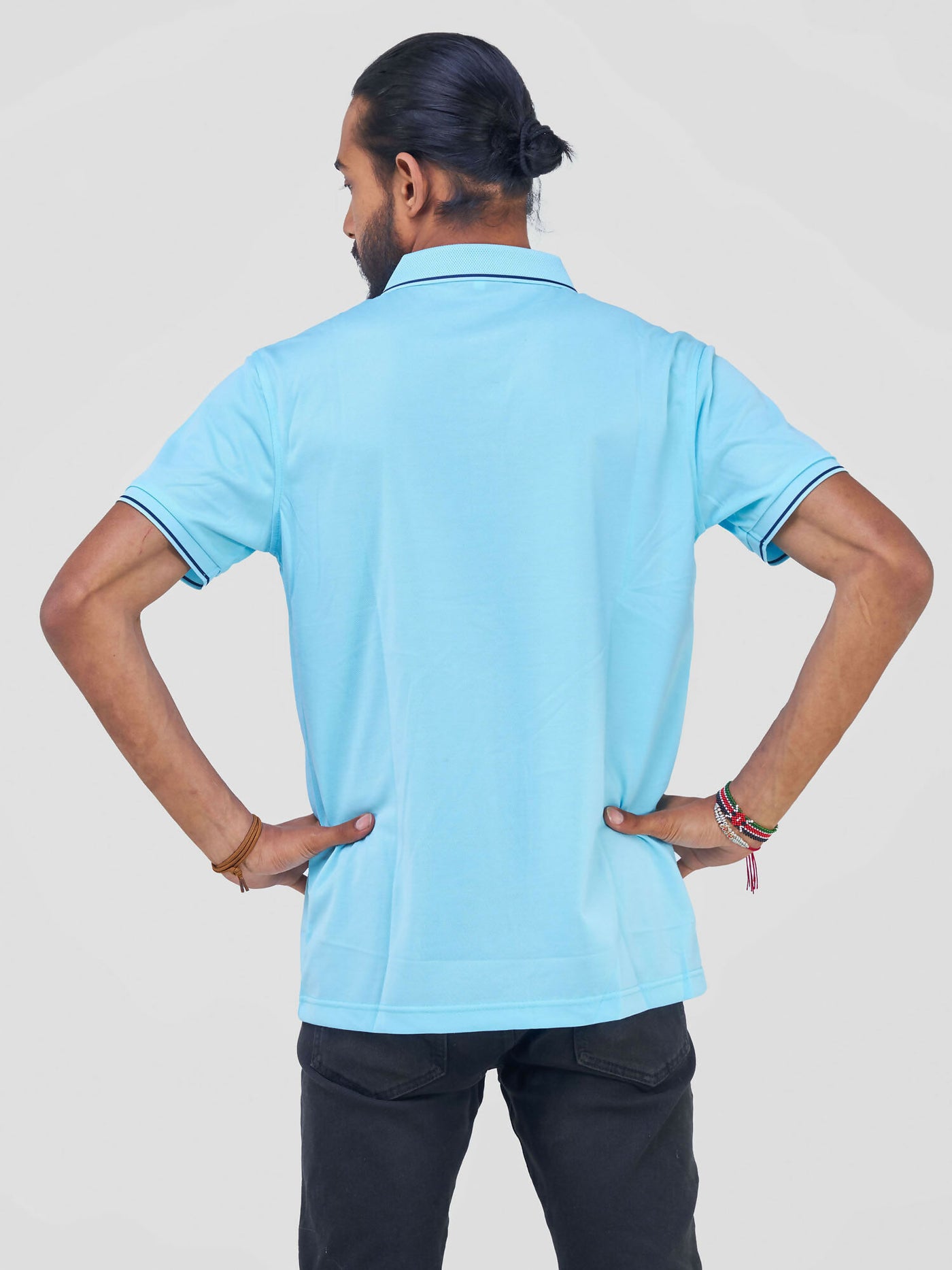 Short Sleeved Polo T-Shirt - Sky Blue - Shopzetu