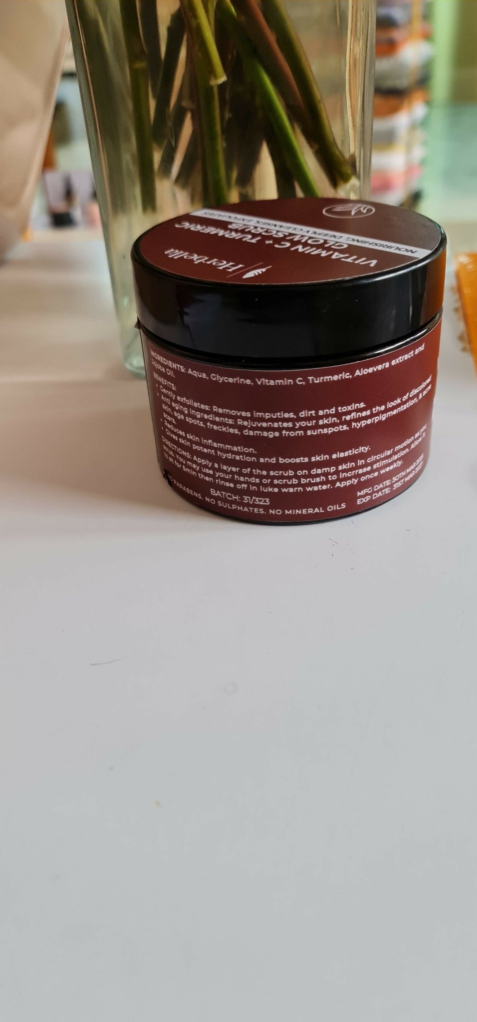 Kipusa Beauty Herbella Vitamin C Tumeric Glow Scrub - Brown - Shopzetu