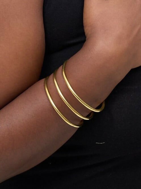 Purely Brass Ahadi 3 in 1 Brass Bracelet - Gold - Shopzetu