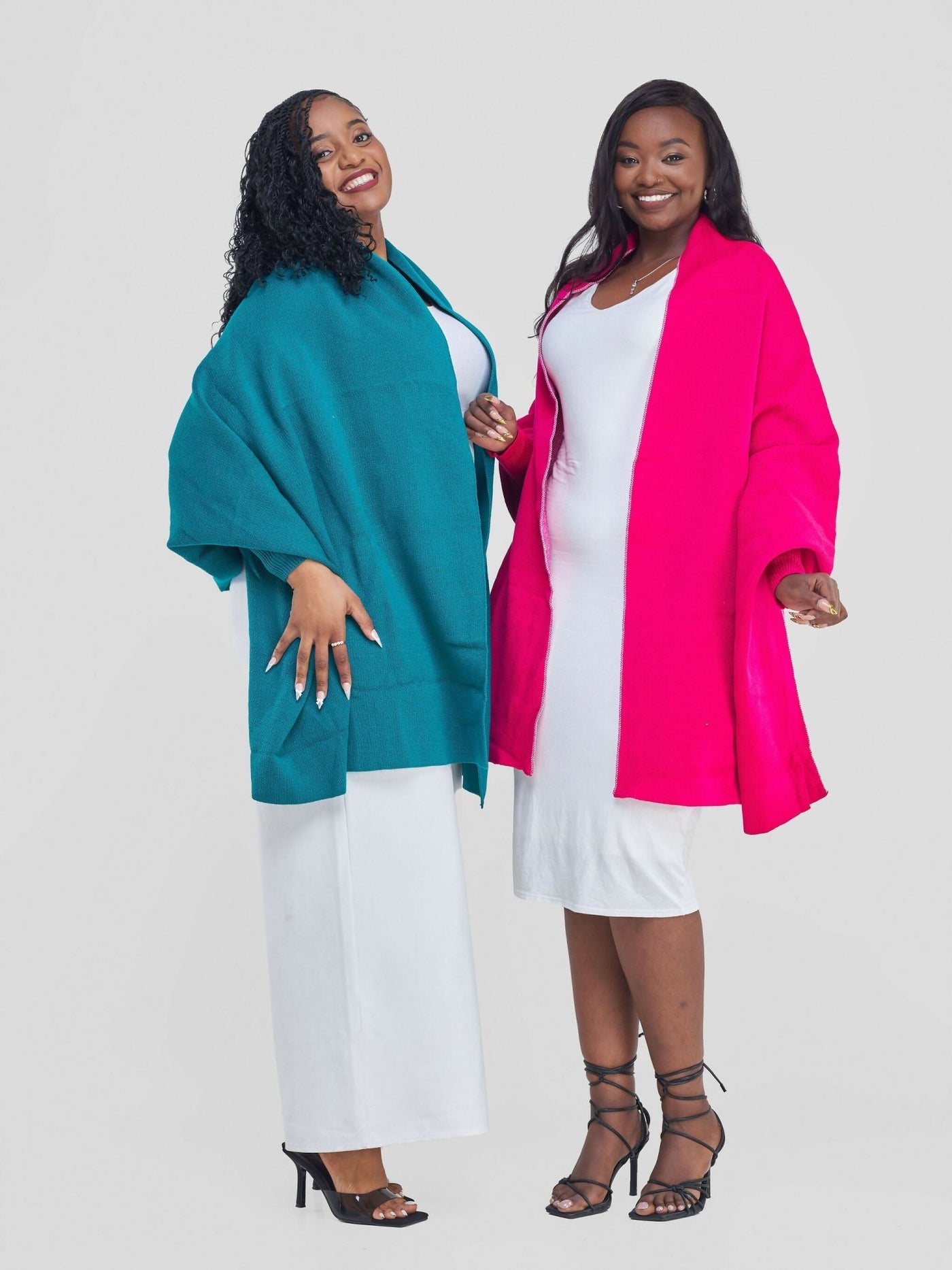 Anel's Knitwear Sassy Shawl Poncho - Hot Pink - Shopzetu