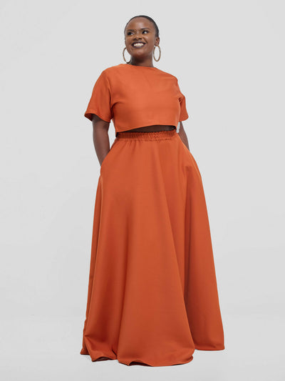 Silk House Collection Kalisi Skirt Set - Burnt Orange - Shopzetu