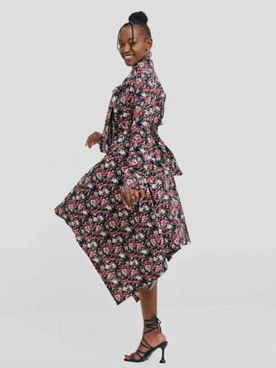 The Textile Loft Handkerchief Dress - Black Floral - Shopzetu