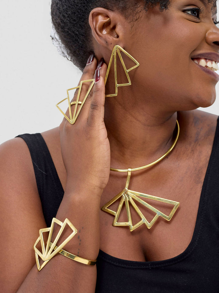 Purely Brass Johari Jewelry Set - Brass - Shopzetu