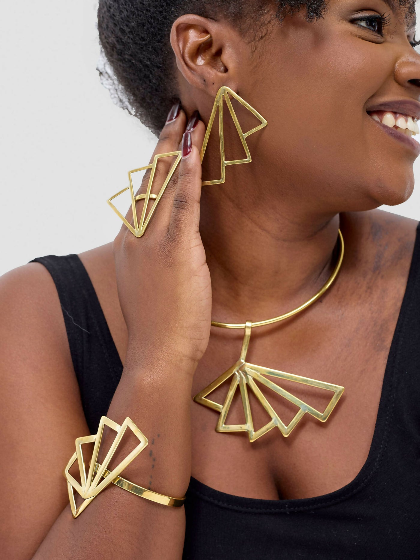 Purely Brass Johari Jewelry Set - Brass - Shopzetu