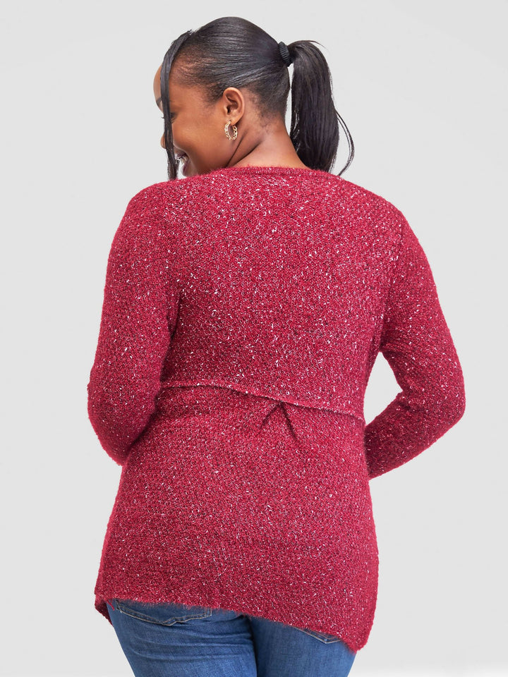 The Fashion Frenzy Waterfall Cardigan - Maroon - Shopzetu