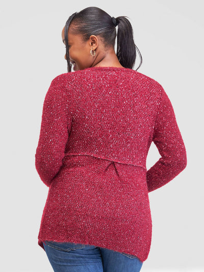 The Fashion Frenzy Waterfall Cardigan - Maroon - Shopzetu
