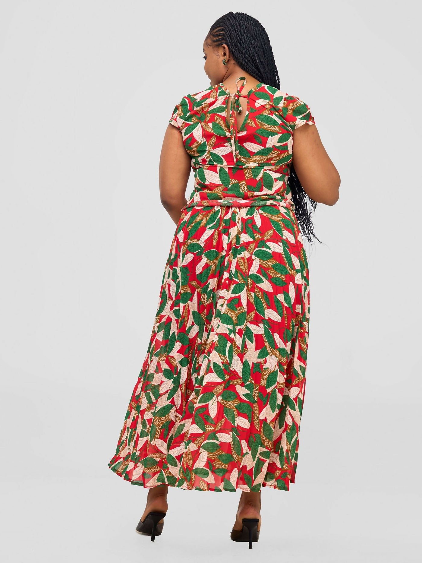 Laika House Leafy Pleat Skirt Set - Red Floral - Shopzetu