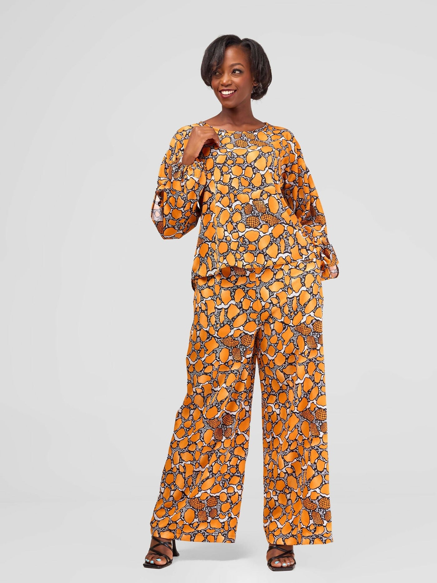 Salok Havilah Soroti Pant Set - Orange Print - Shopzetu