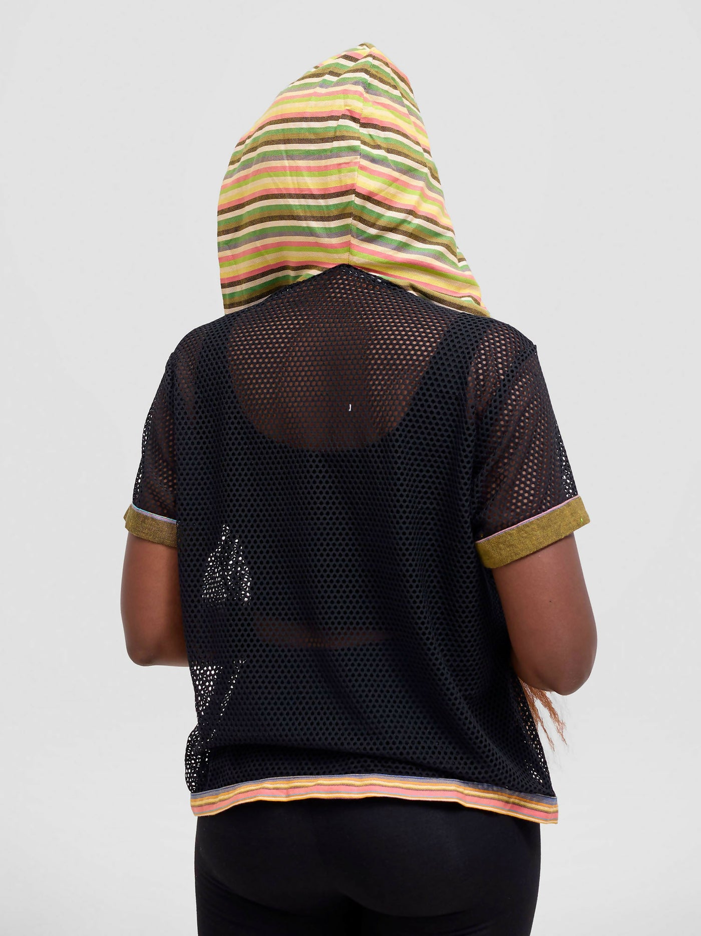 Liquid Lemn Limau Meshed With Hoodie Top – Brown - Shopzetu