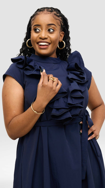 Magali Designs Cascade Dress - Navy Blue - Shopzetu