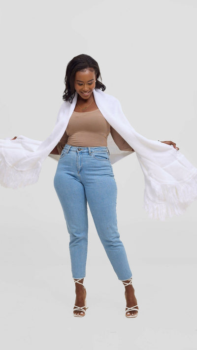 Anel's Diamond Poncho - White - Shopzetu