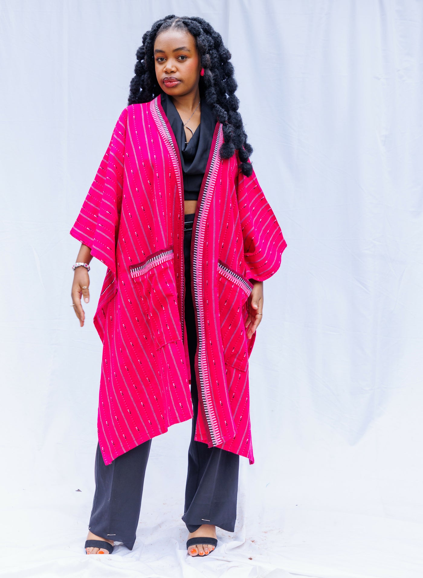 Liquid Lemn Jasiri With Pocket Kimono - Pink