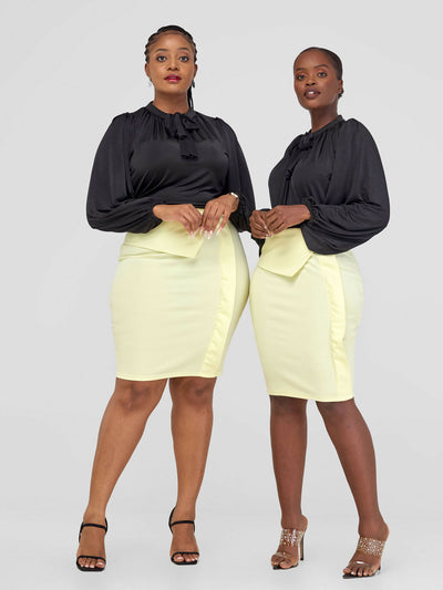 Elsie Glamour Lila Asymmetrical Skirt - Butter Milk - Shopzetu