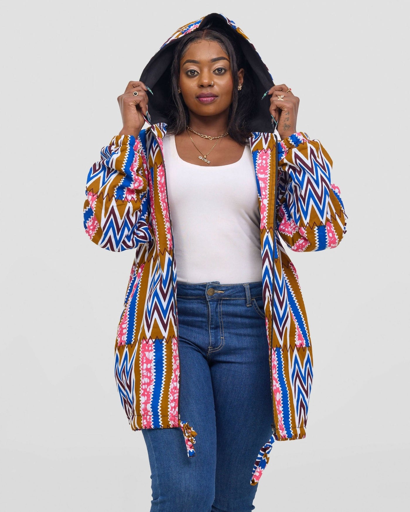 Gravio Fashions Zigzag Bloom Jacket - Pink - Shopzetu