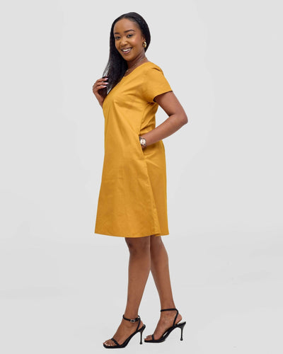 Kakiba Collections Zipporah Dress - Mustard - Shopzetu