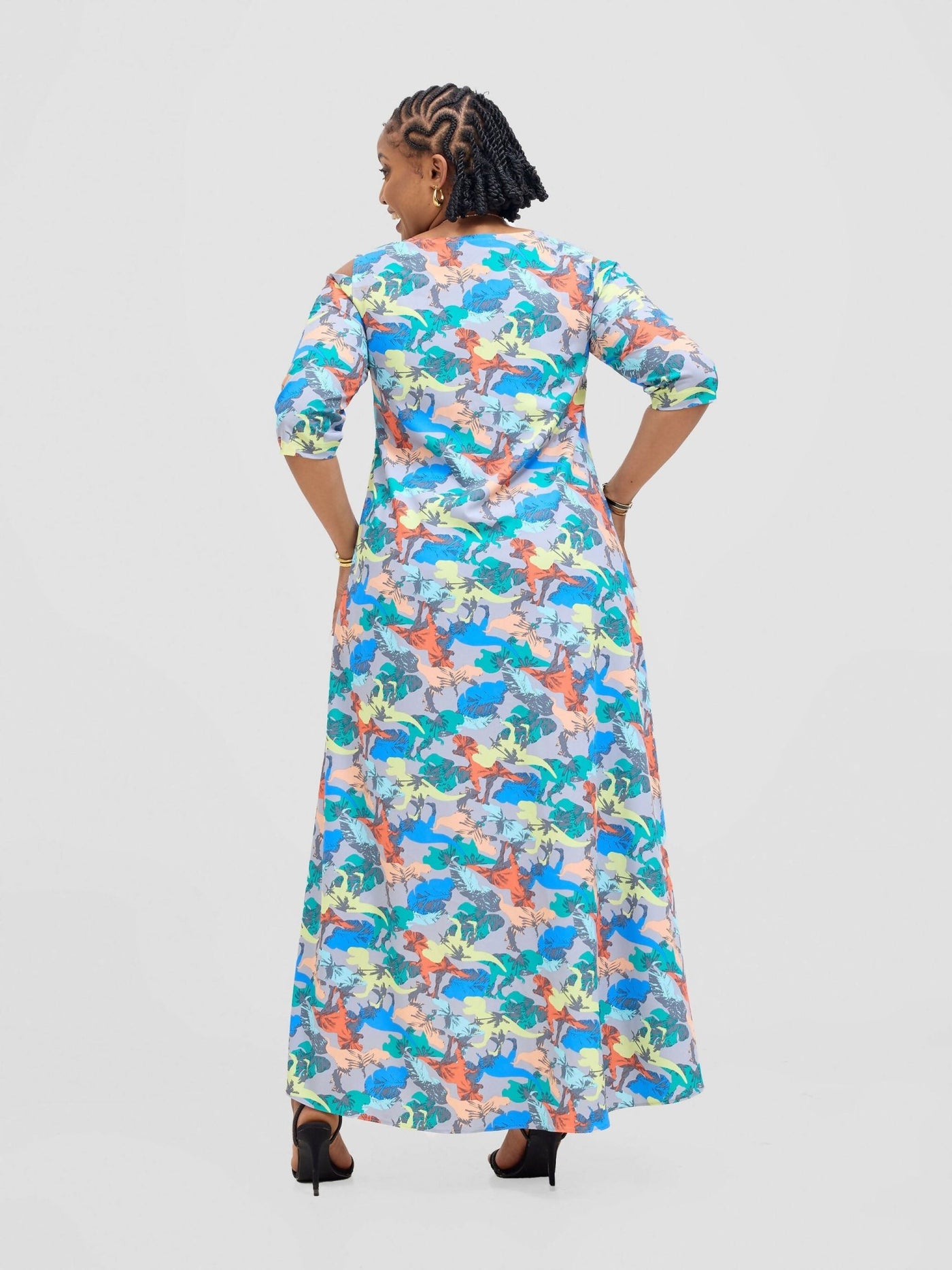 Jolly Fancy Wear Robi Shift Dress - Grey Floral - Shopzetu