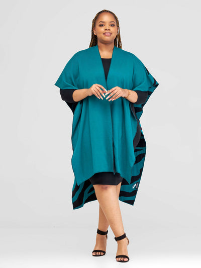 Anel’s Double Sided Zenny Poncho - Teal - Shopzetu