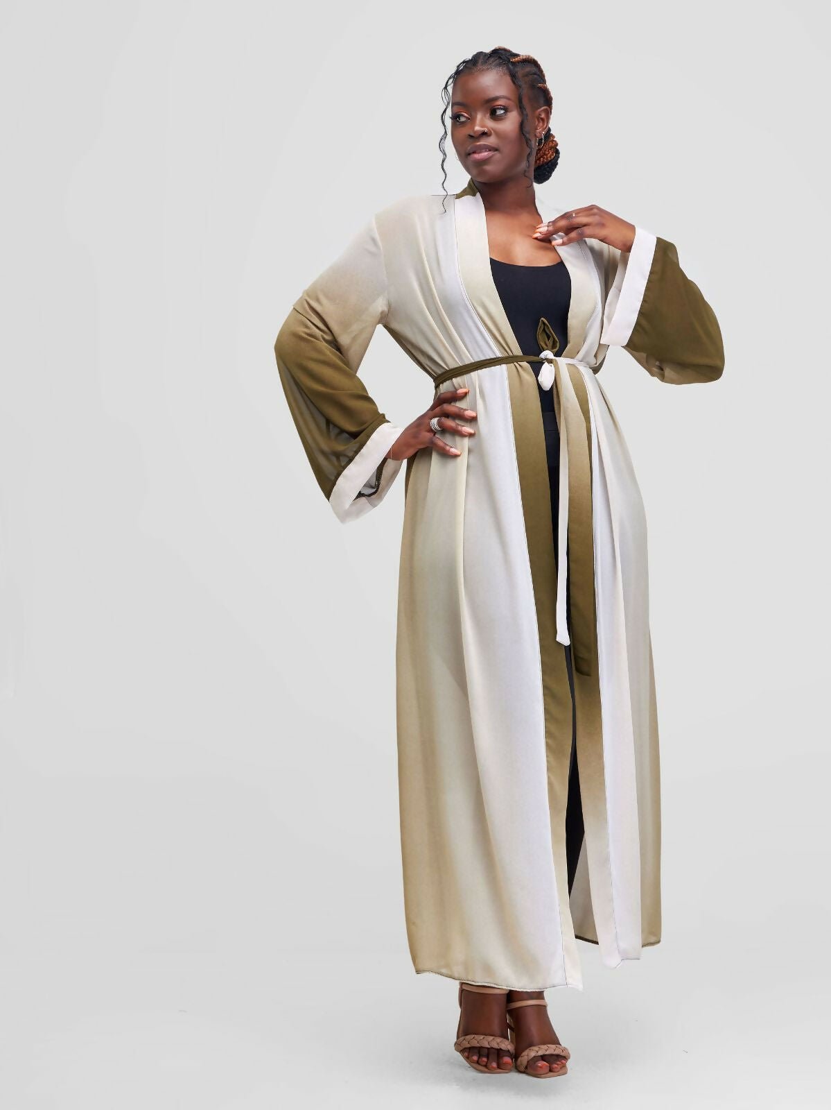 Lizola Kaydence Kimono - Green / Cream - Shopzetu