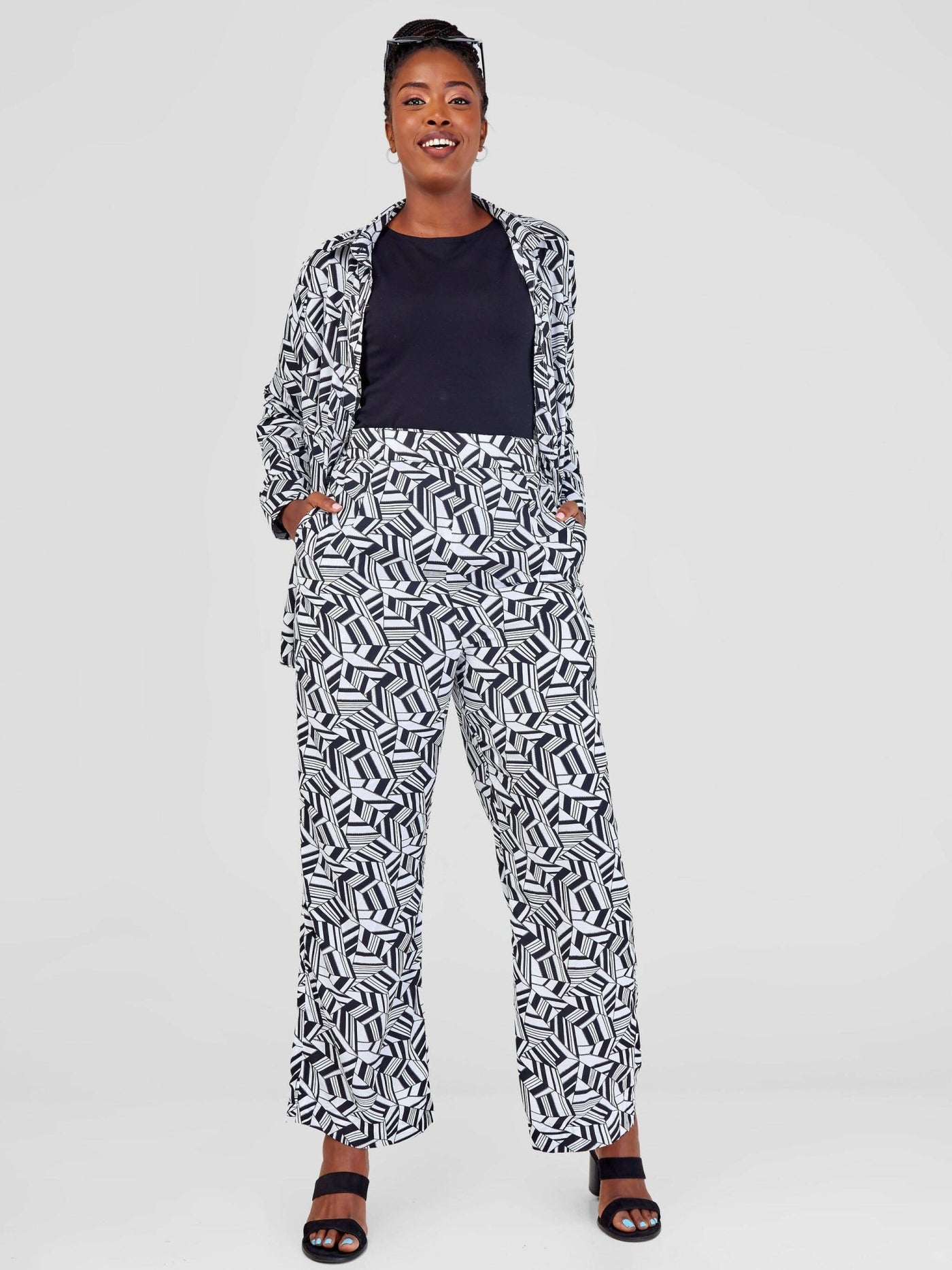Purple Thread Noir Et Blanc Two Piece Set - Black / White - Shopzetu