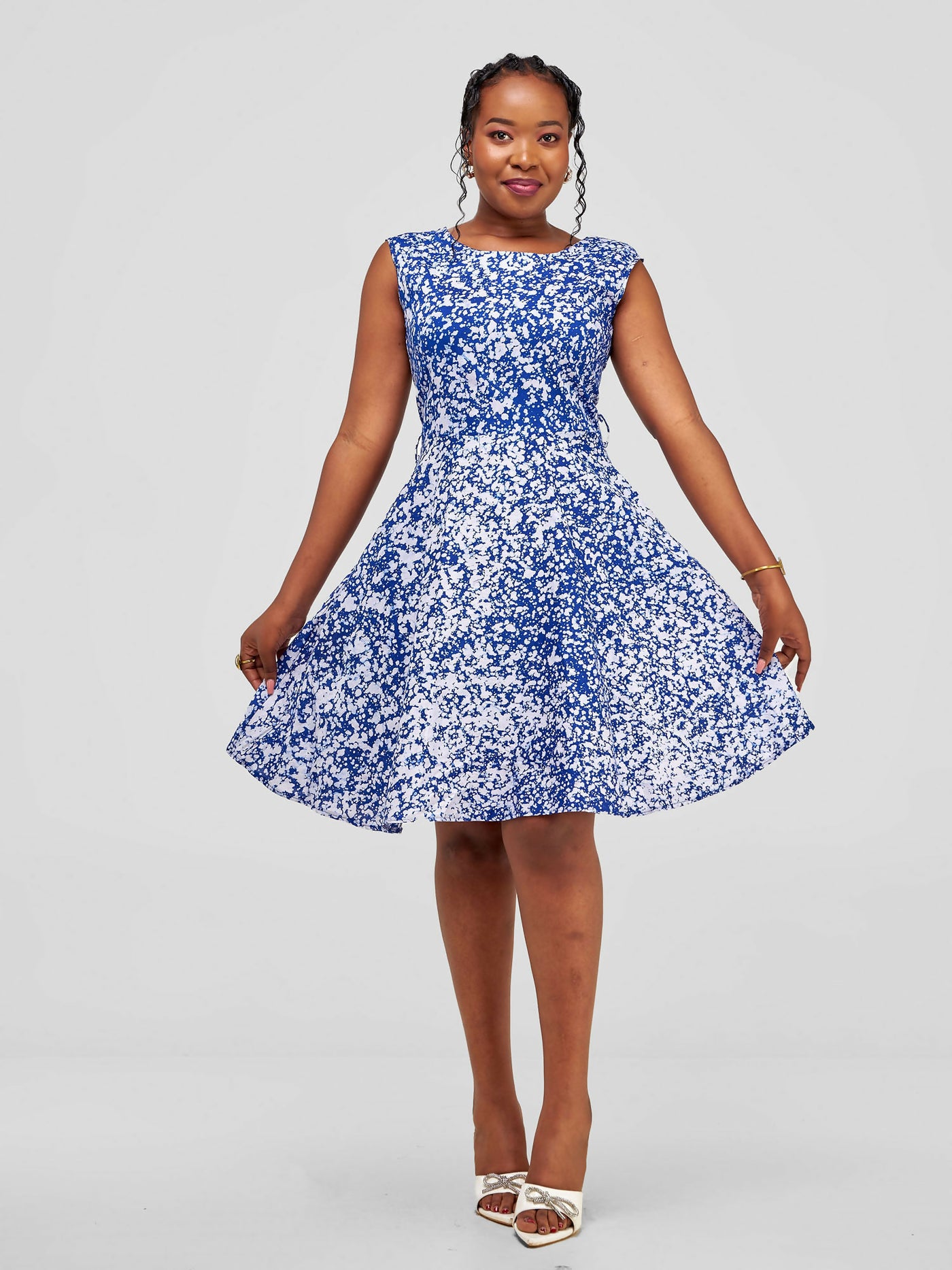 The Fashion Frenzy Raha Skater Dress - Blue - Shopzetu
