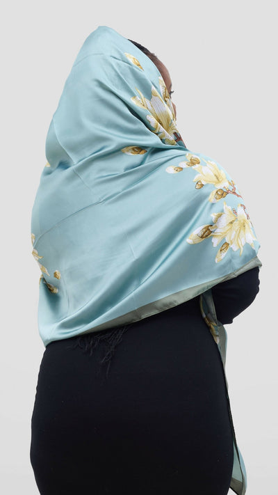 Afrodame Luxurious Silk Scarf - Blue - Shopzetu