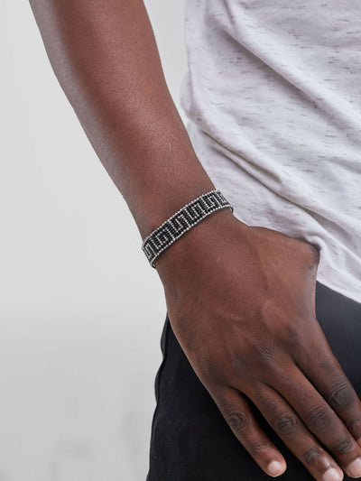 Meishan Curios Cubes Looming Bangle - Silver / Black - Shopzetu