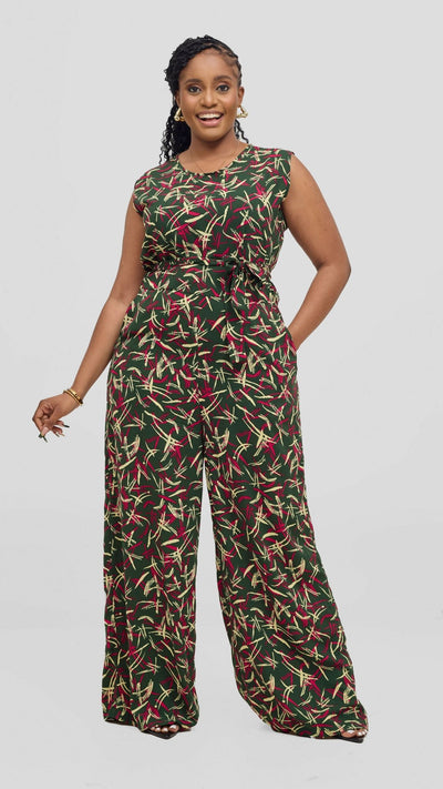 Lizola Aleena Jumpsuit - Green / Pink / Cream - Shopzetu