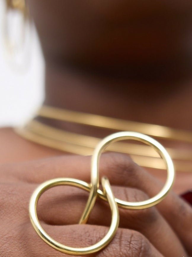 Purely Brass Ahadi Brass Ring - Gold - Shopzetu