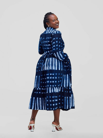 Izulu Kenderi Midi Dress - Navy Blue - Shopzetu