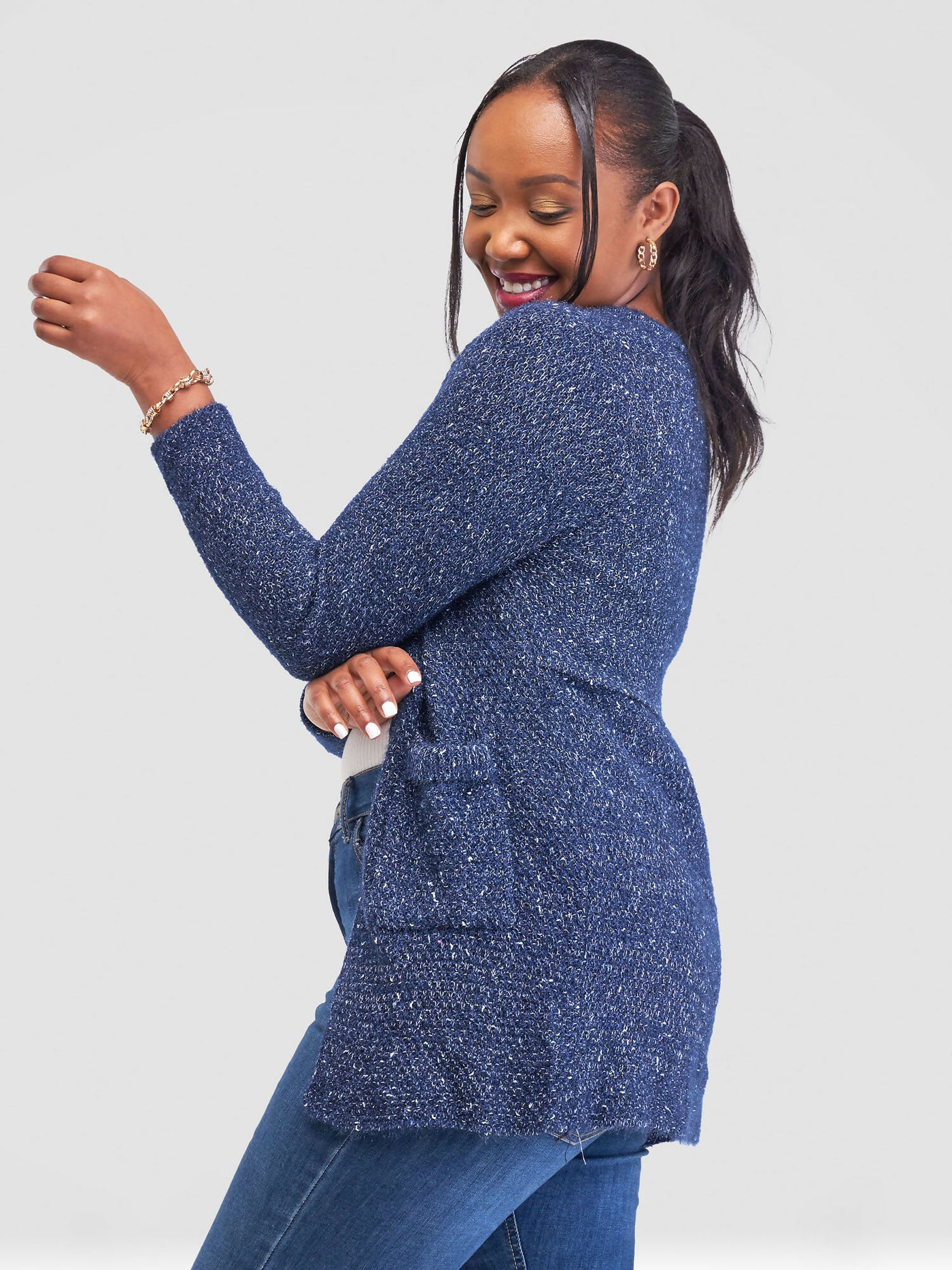The Fashion Frenzy Waterfall Cardigan - Navy Blue - Shopzetu