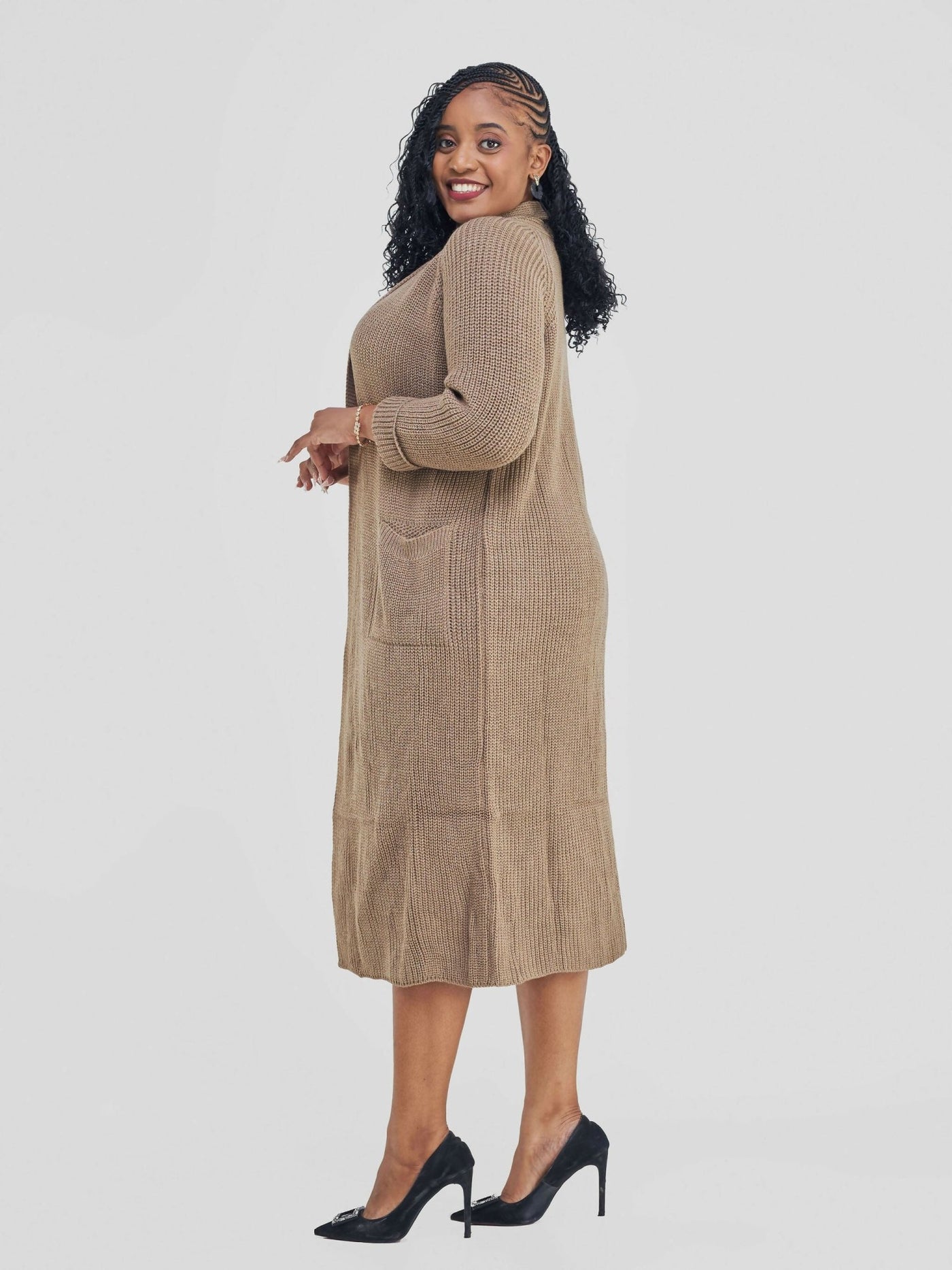 Anel’s Knitwear Midi Kimono - Oak - Shopzetu