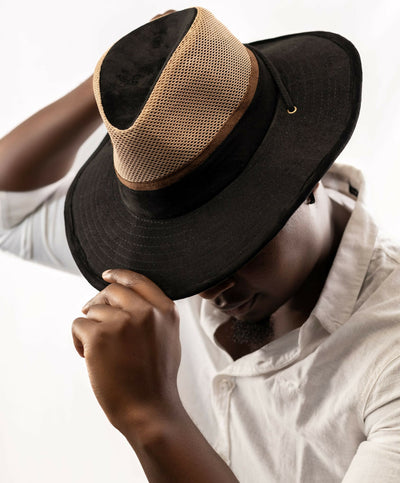 Accessorize With Style Suede Vent Hat - Black - Shopzetu