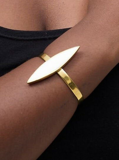 Purely Brass Wema Brass Bracelet - White / Gold - Shopzetu