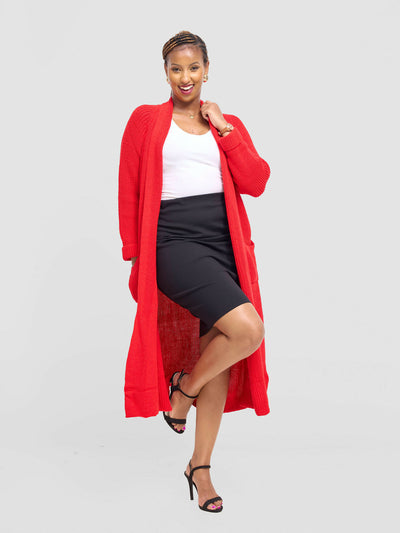 Anel’s Knitwear Midi Sweater - Red - Shopzetu