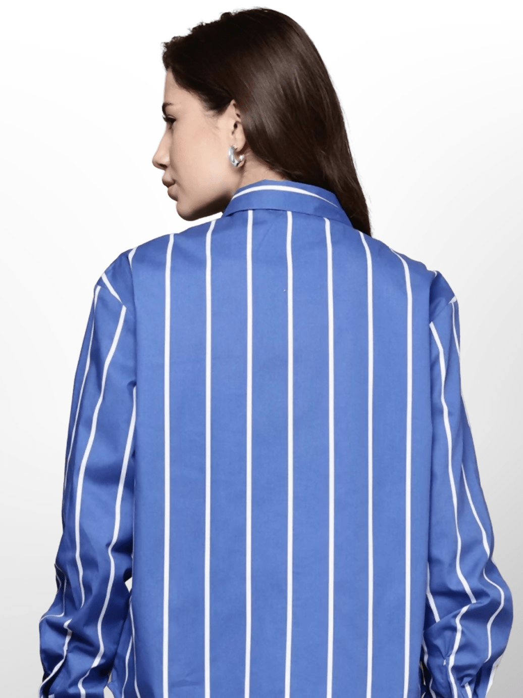 Zuana Kenya Stripped Shirt - White / Blue - Shopzetu