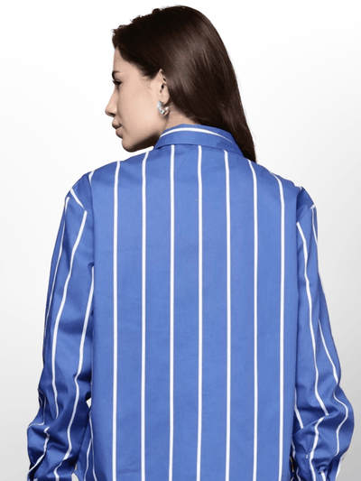 Zuana Kenya Stripped Shirt - White / Blue - Shopzetu