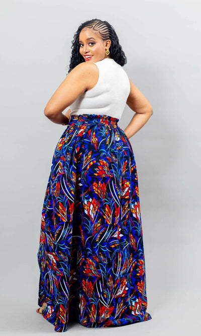 African Yuva Lily African Print Skirt - Blue Print - Shopzetu