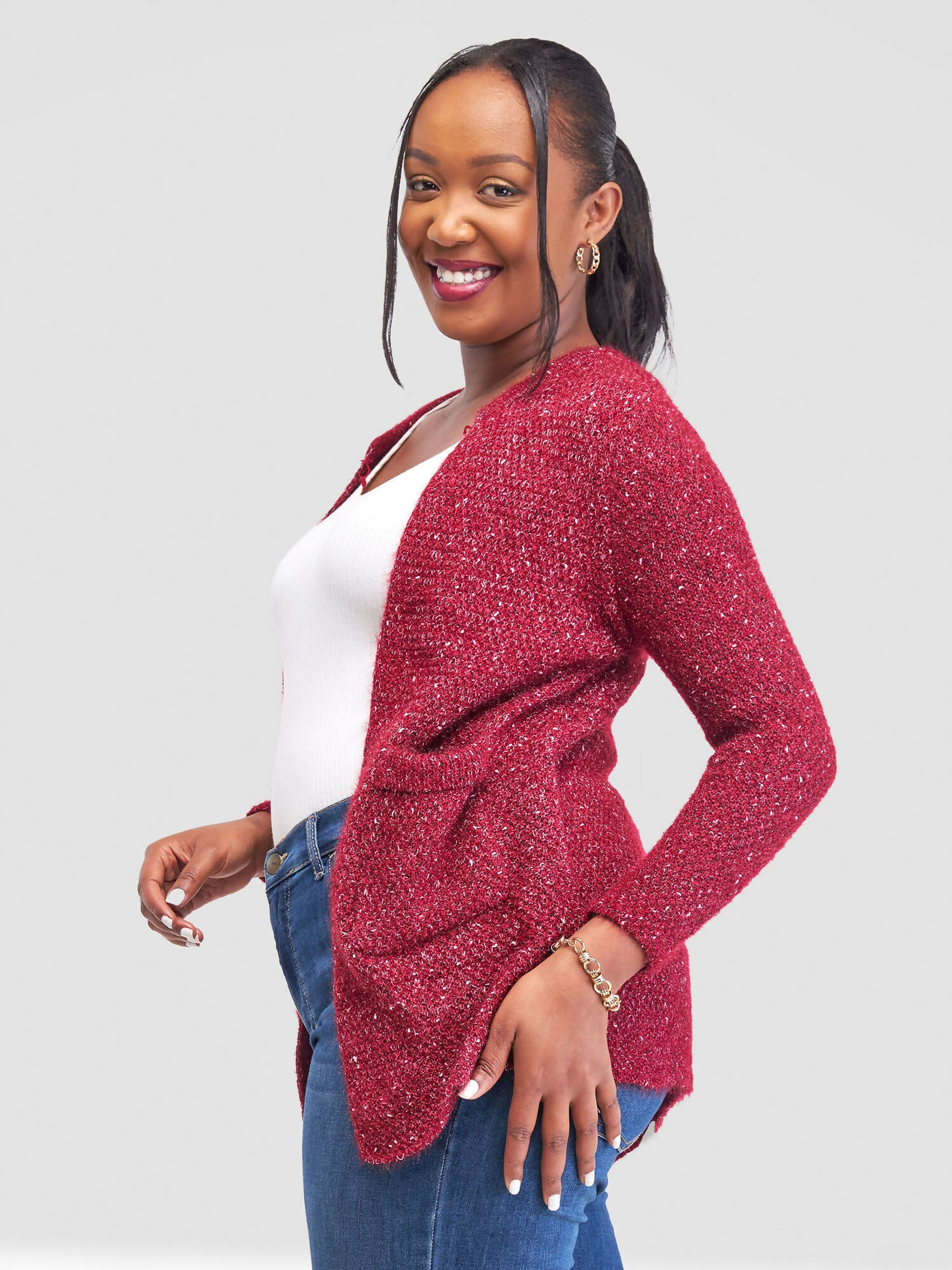 The Fashion Frenzy Waterfall Cardigan - Maroon - Shopzetu
