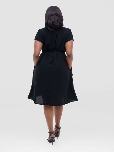 Anel's Knitwear Shift Dress - Black - Shopzetu