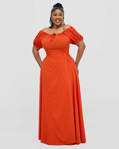 Kakiba Collections Maria Dress - Orange - Shopzetu