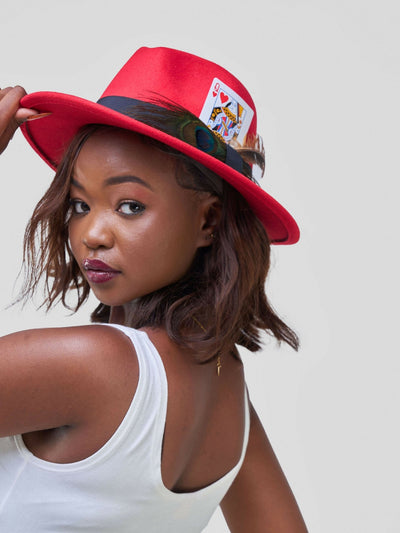 Queen of Fedora Hat - Red - Shopzetu