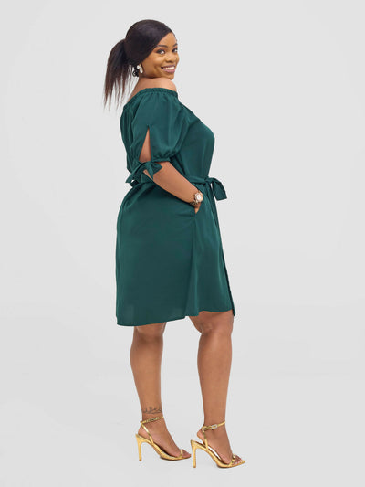 Salok Wear Dabby Off - shoulder Dress - Green - Shopzetu