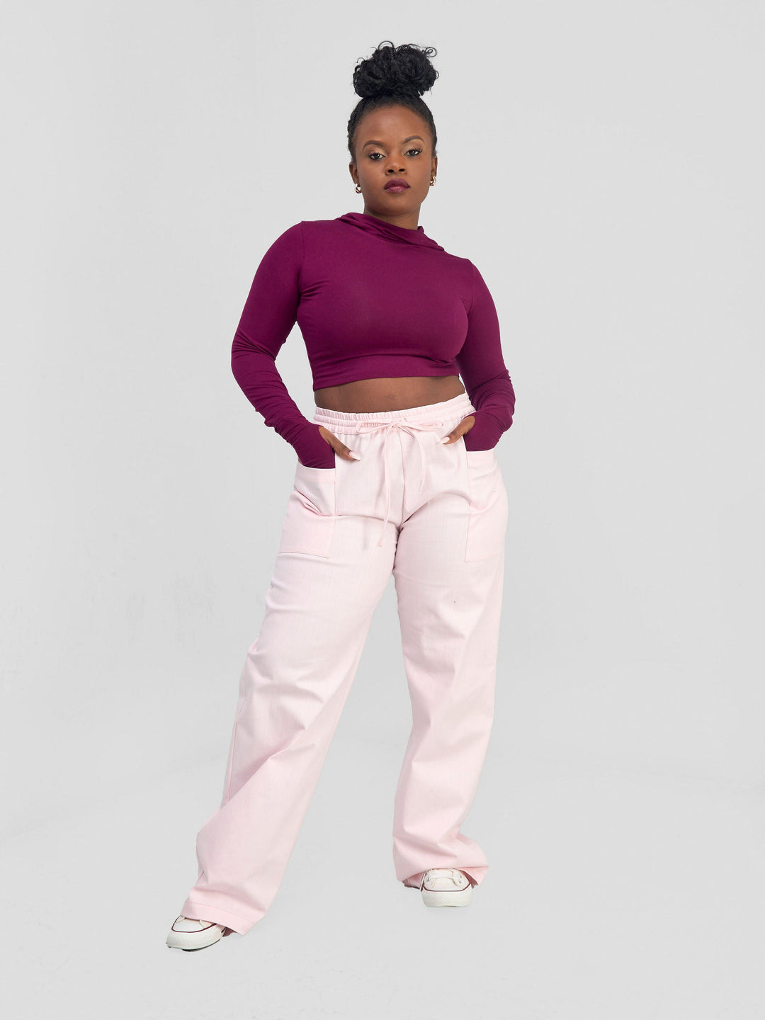 Zoya Banda Crop Hoodie - Burgundy
