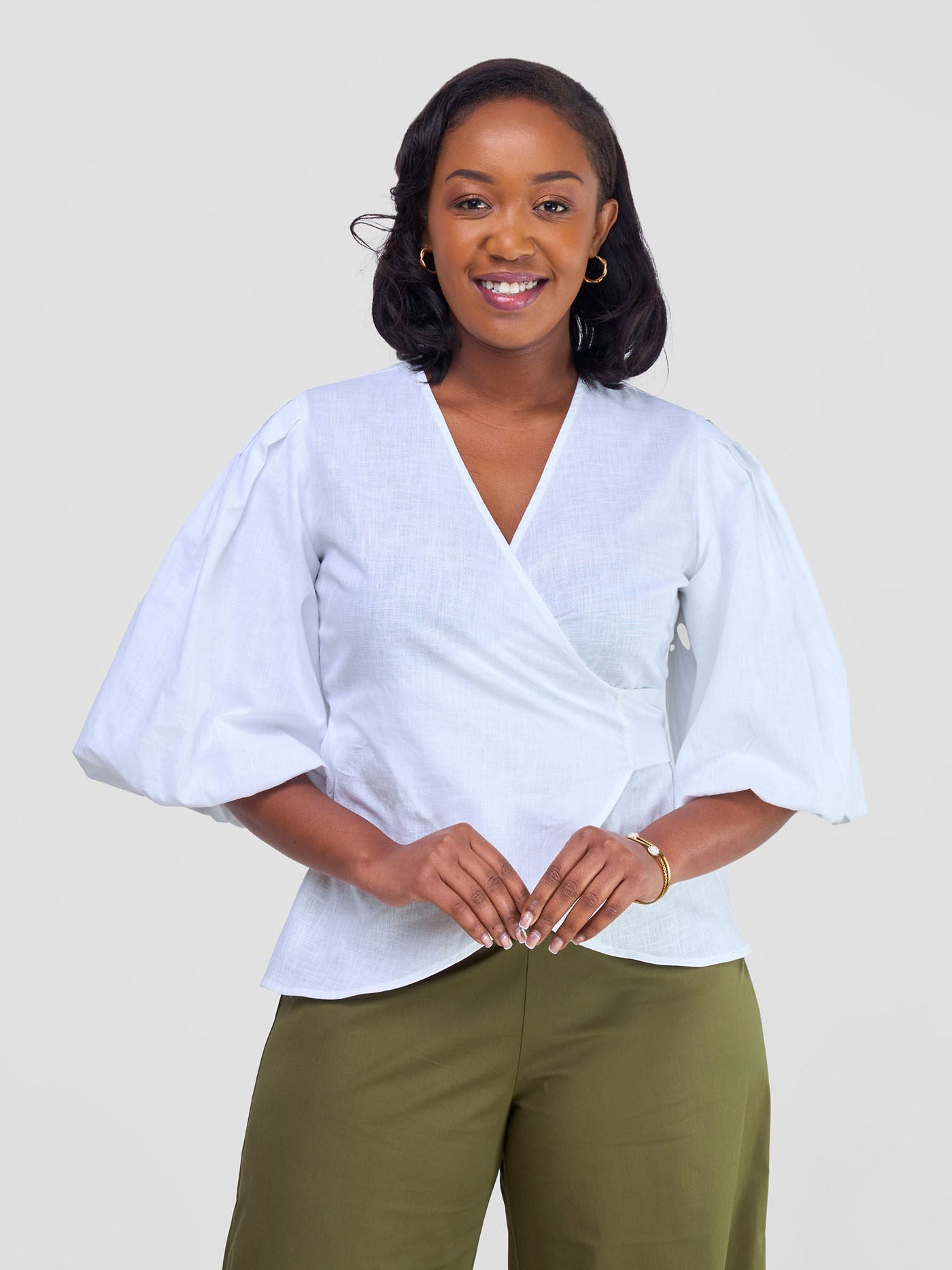 Safari by Vivo Savannah Wrap Top - White
