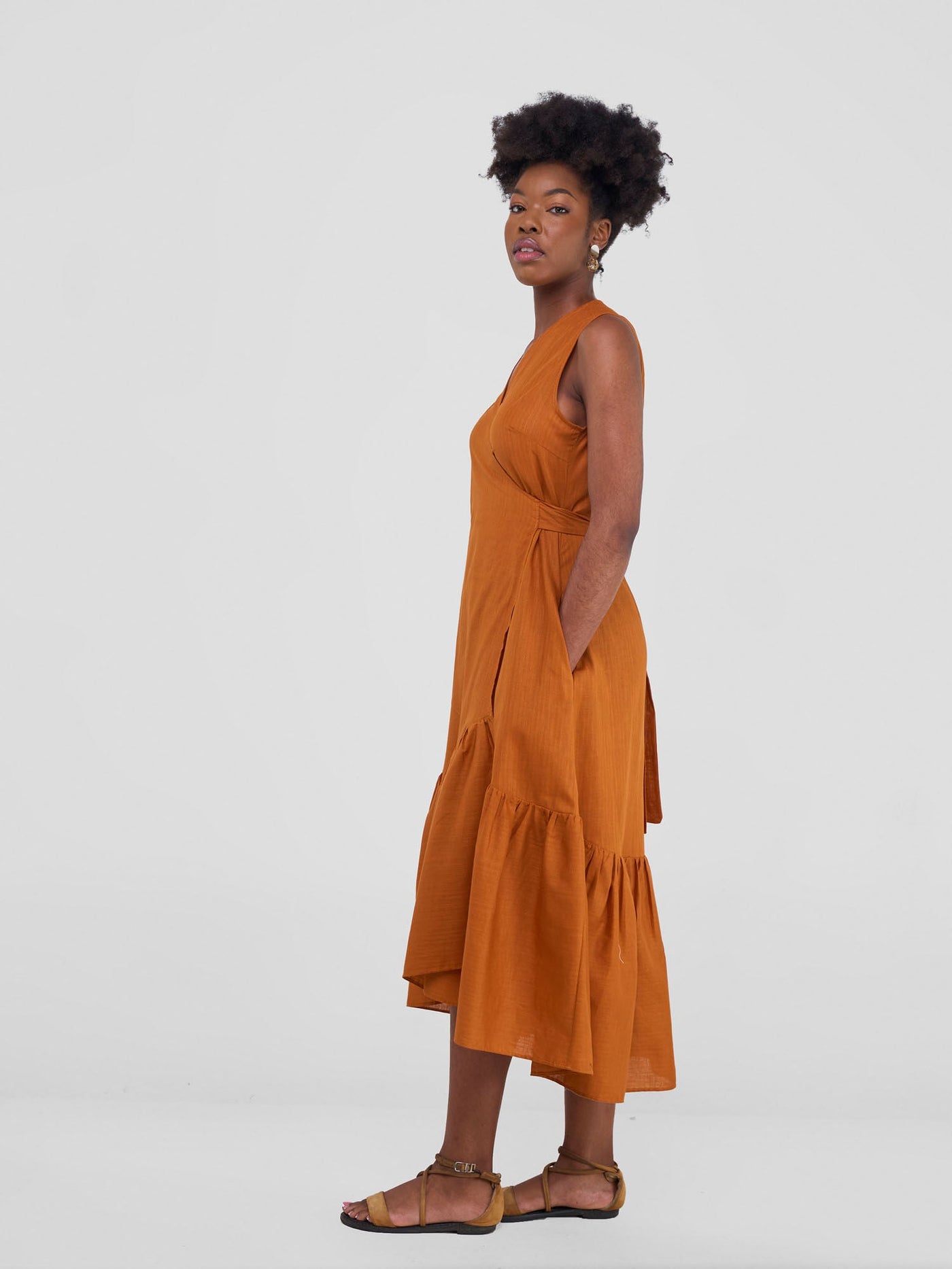 Safari by Vivo Savannah Midi Wrap Dress - Rust