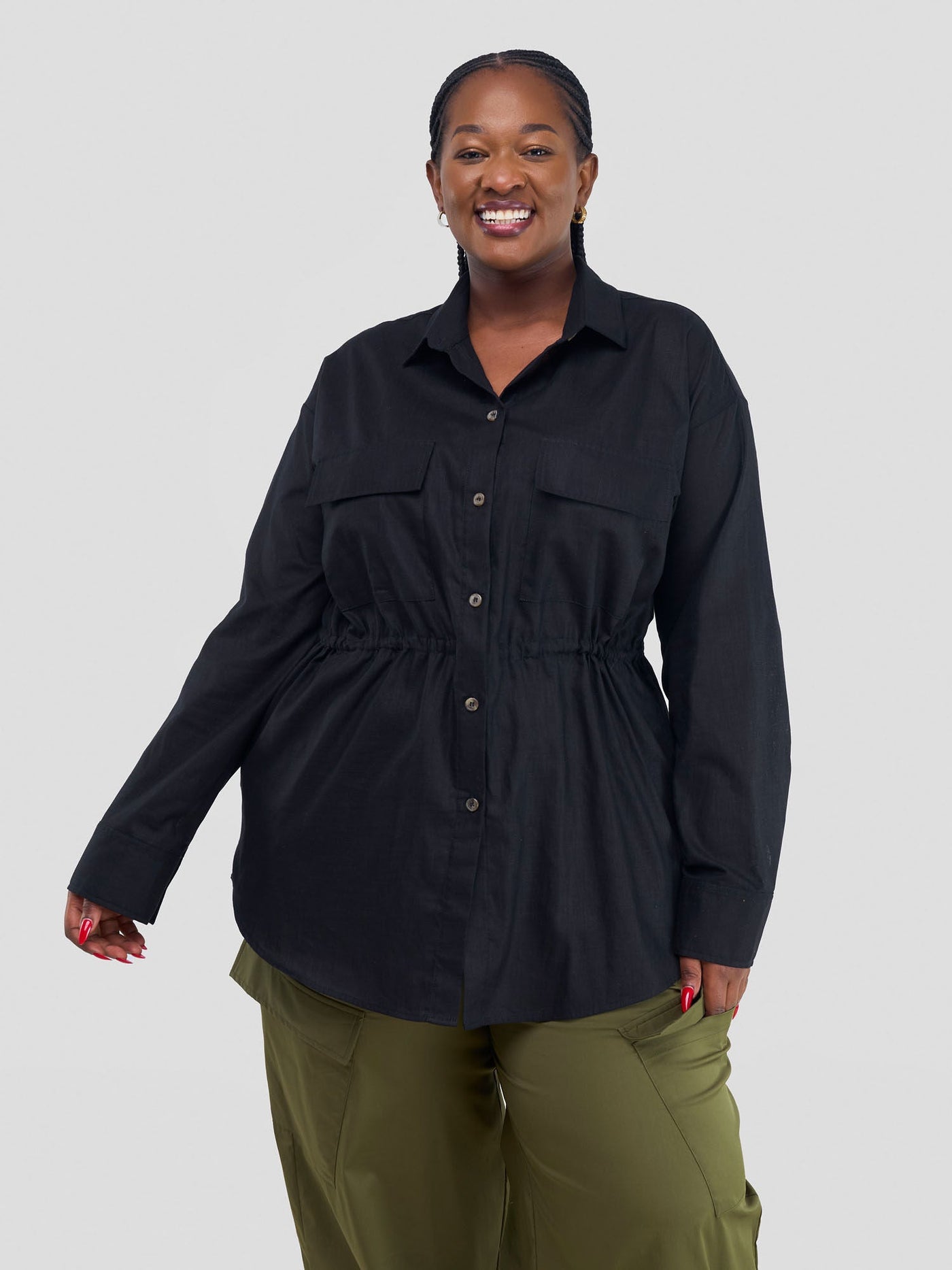 Safari by Vivo Savannah Drawstring Shacket - Black