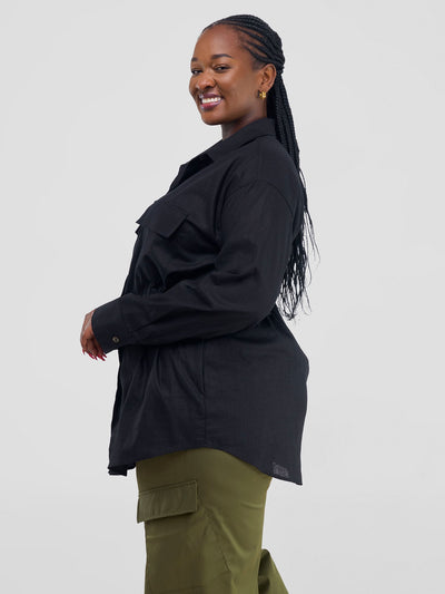 Safari by Vivo Savannah Drawstring Shacket - Black